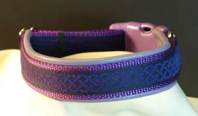 1 Inch Collar Purple Celtic Knot  on Purple Web with Lavender Leather and Chrome Hardware