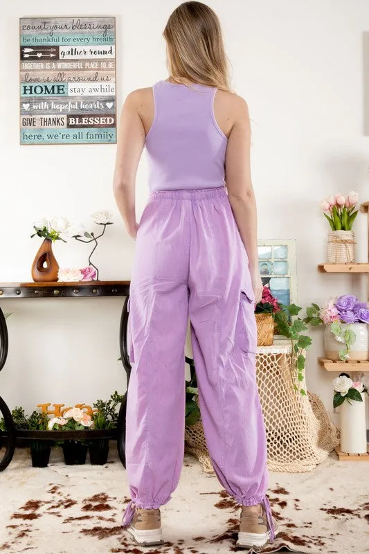 100% Cotton Jersey Knit Cargo Jumpsuit