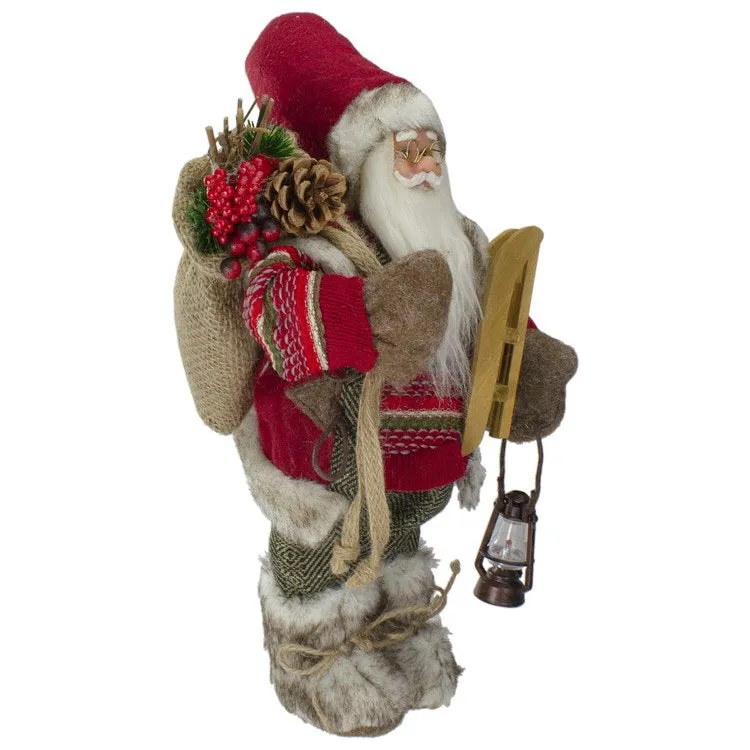 12" Standing Santa with a Sled and Lantern Christmas Figurine