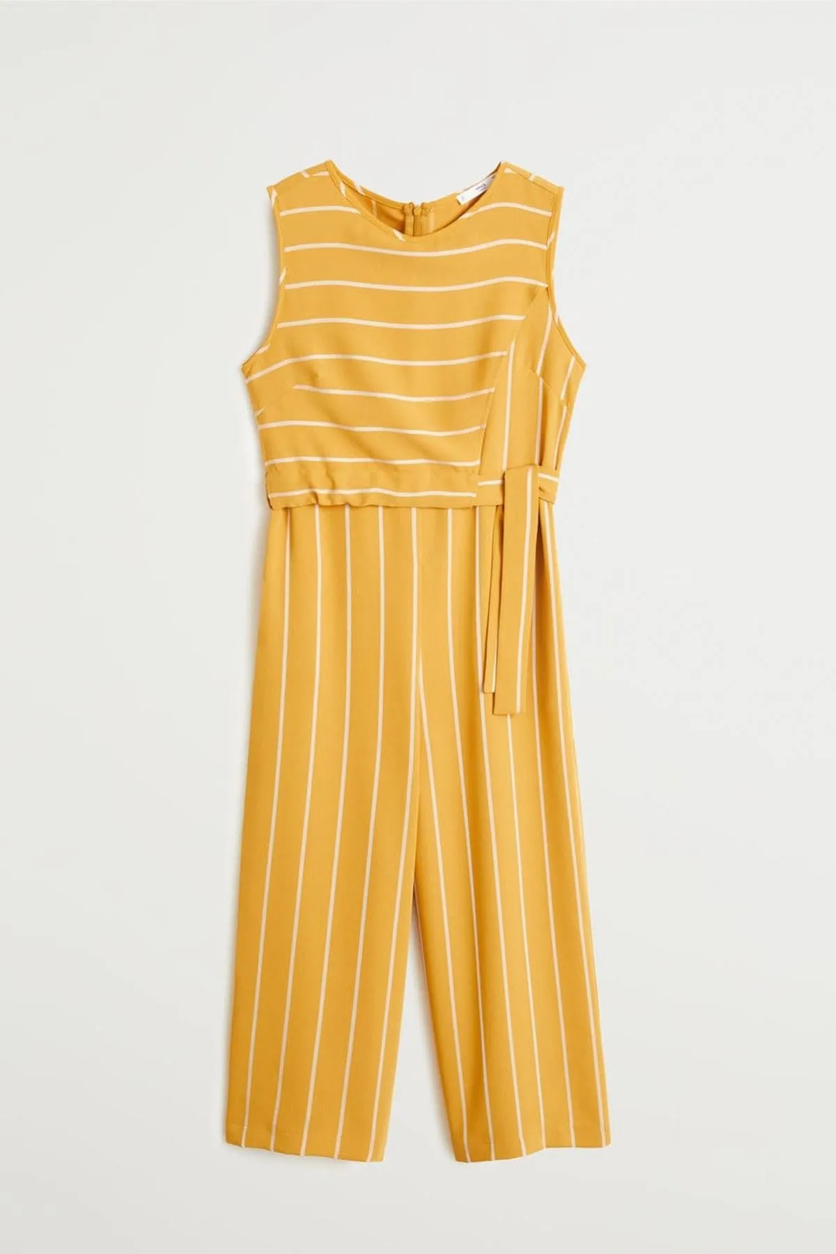 13702 Mustard Striped Jumpsuit
