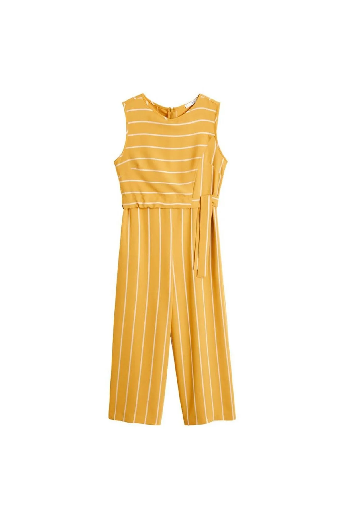 13702 Mustard Striped Jumpsuit