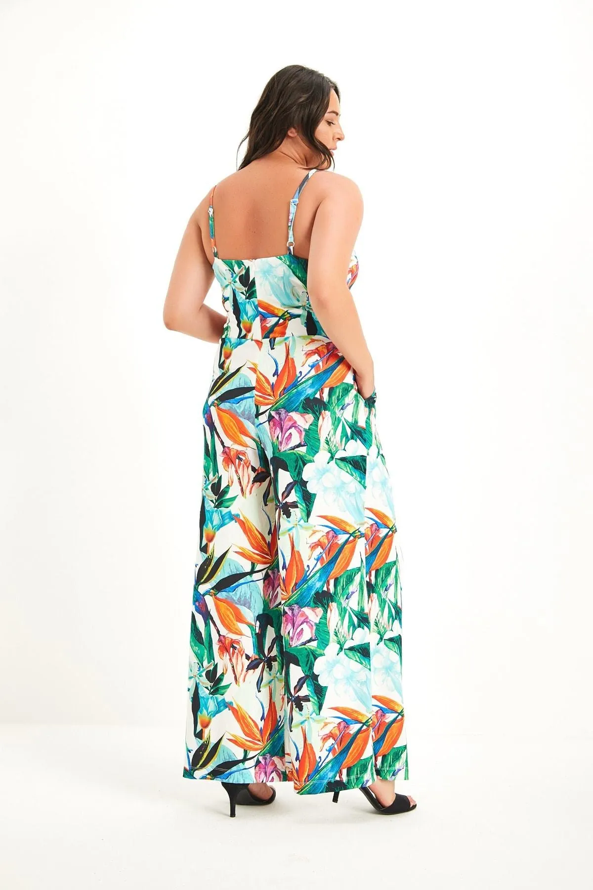 16265 Multi Colour Floral Strap Jumpsuit