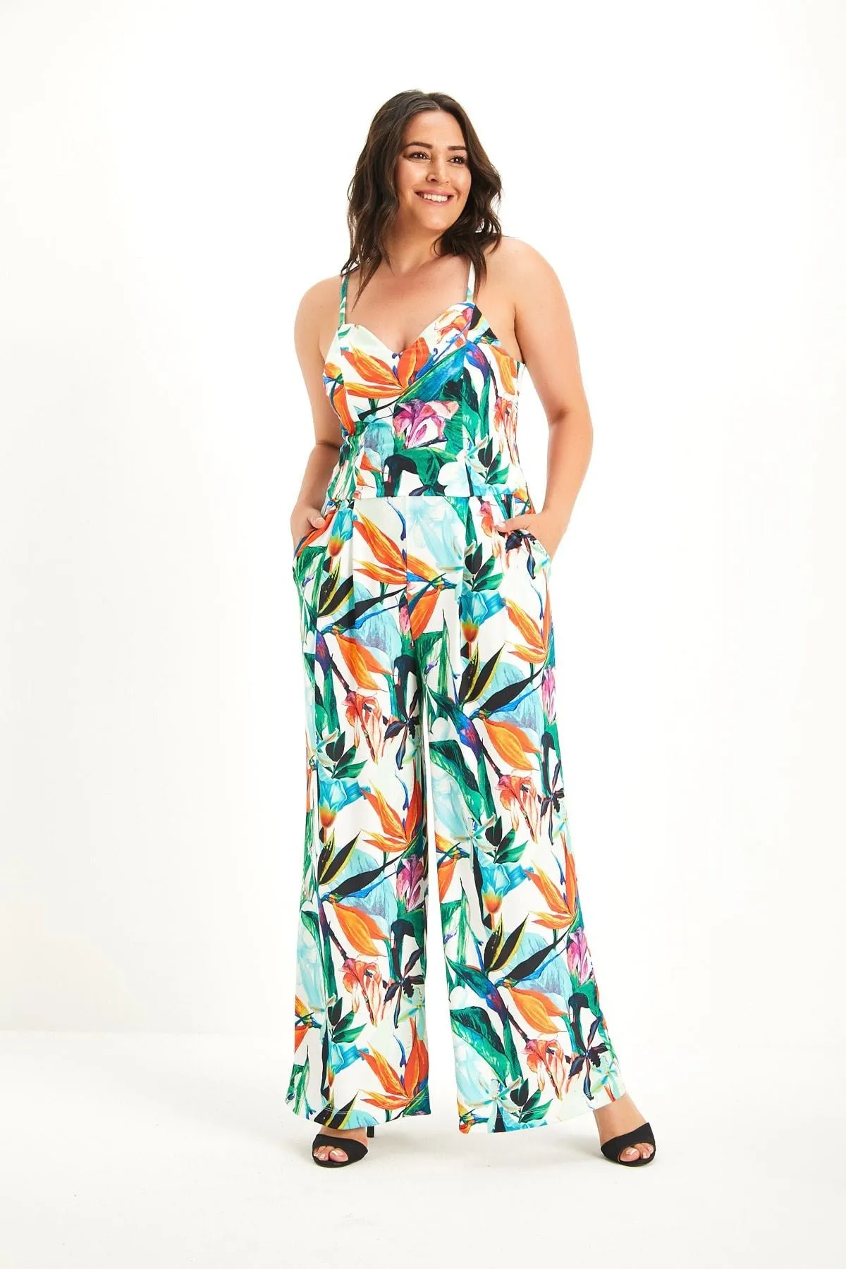 16265 Multi Colour Floral Strap Jumpsuit