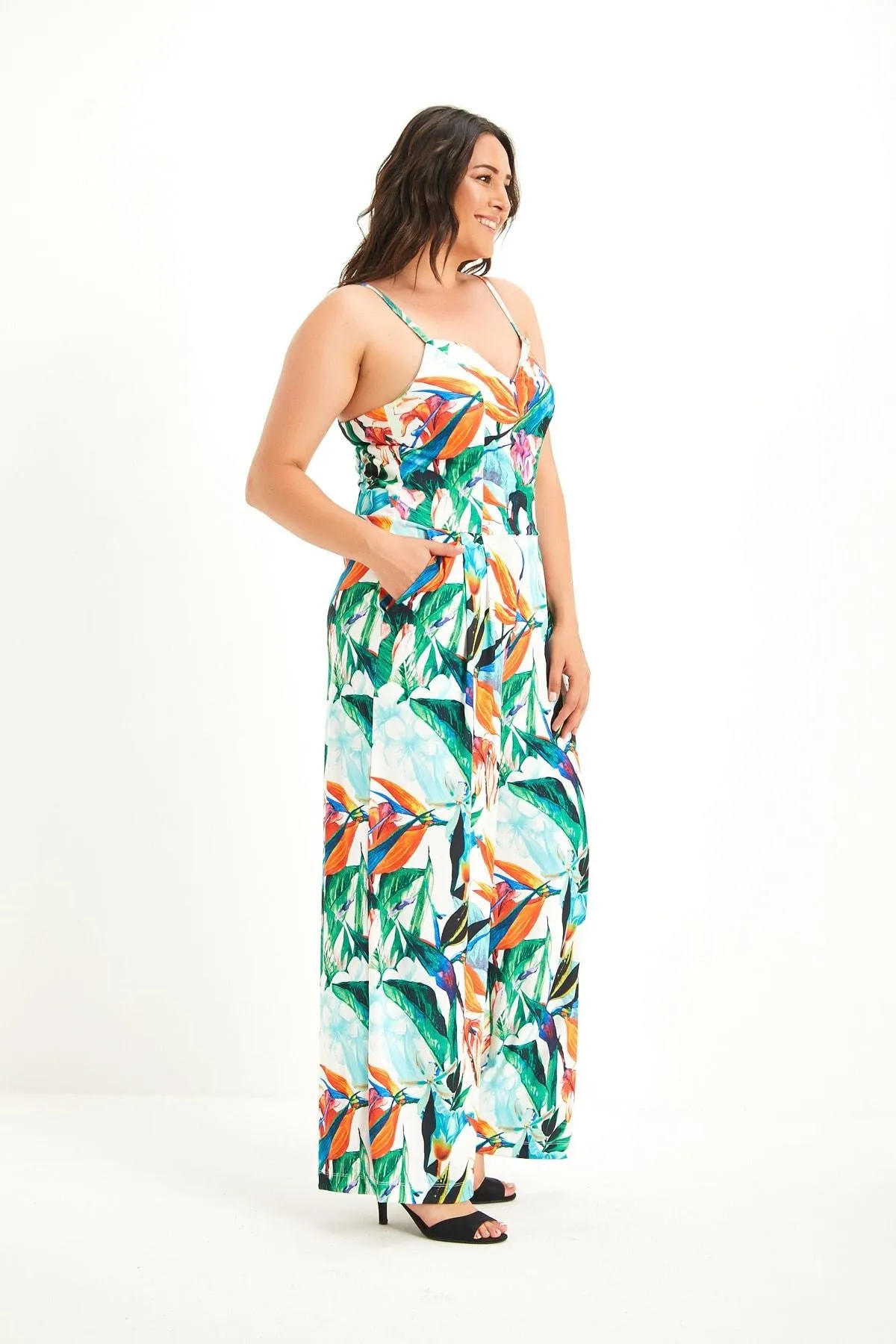 16265 Multi Colour Floral Strap Jumpsuit