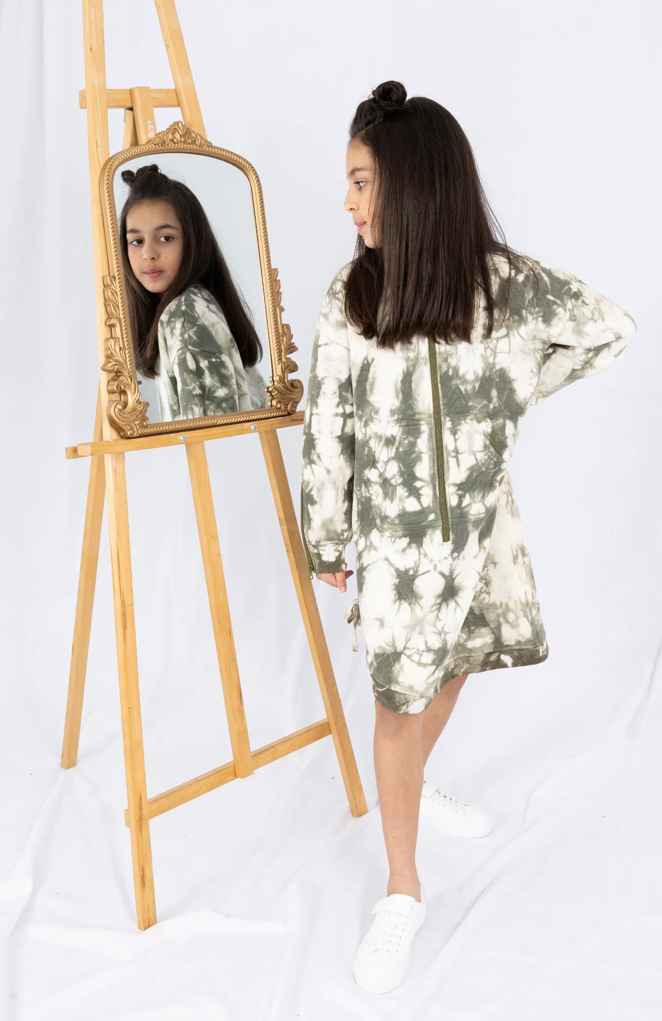 Adaptive Kids Tie-Dye Sweatshirt Dress, Front Zipper and Easy-Undressing Sleeves