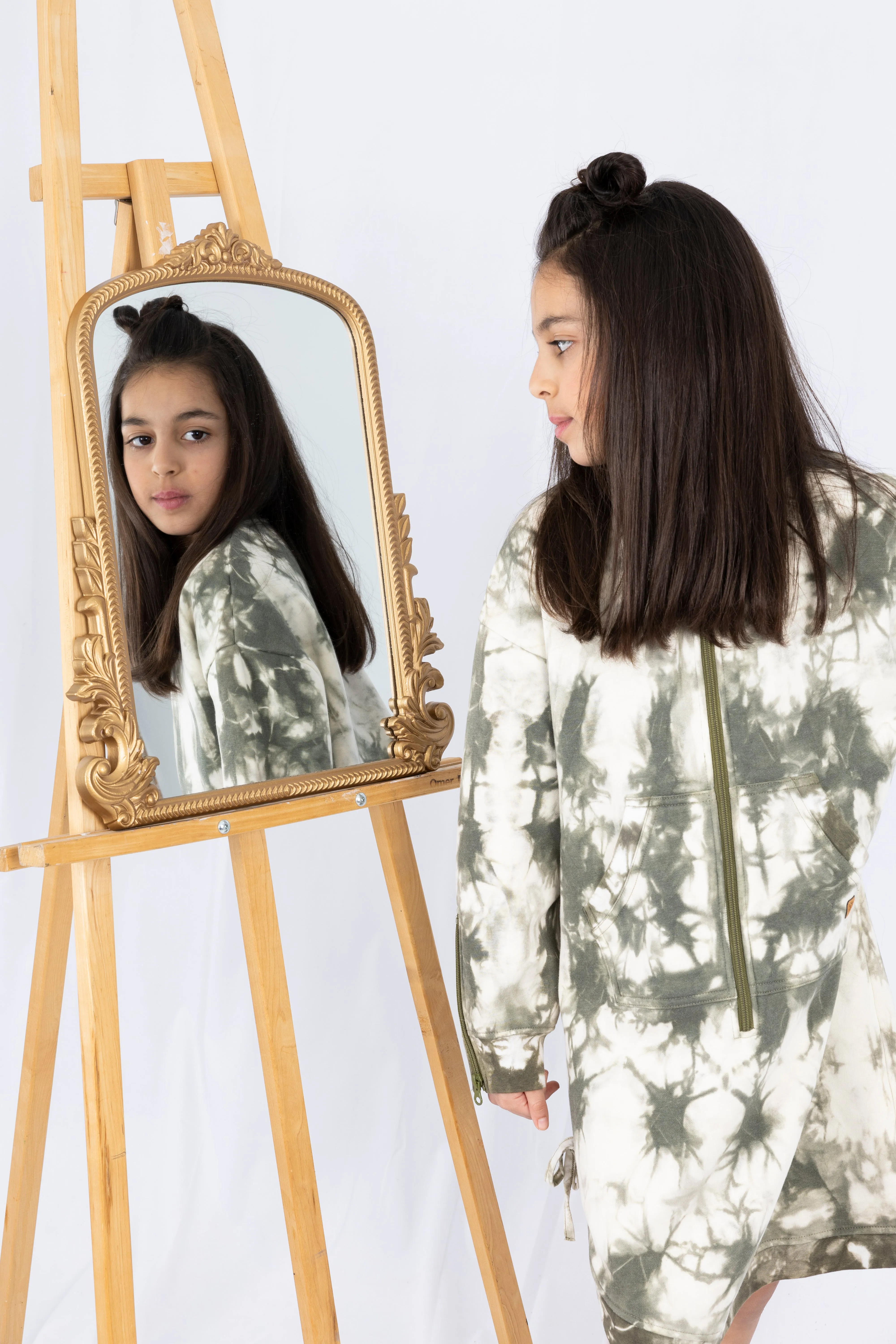Adaptive Kids Tie-Dye Sweatshirt Dress, Front Zipper and Easy-Undressing Sleeves