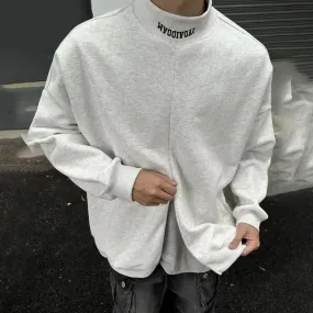 Aidase Mens Sweatshirt Pullover Korean Style Hip Hop Street Autumn Youthful Niche Half Zip Up Letter Stand Pullover Men'S Clothing 2024