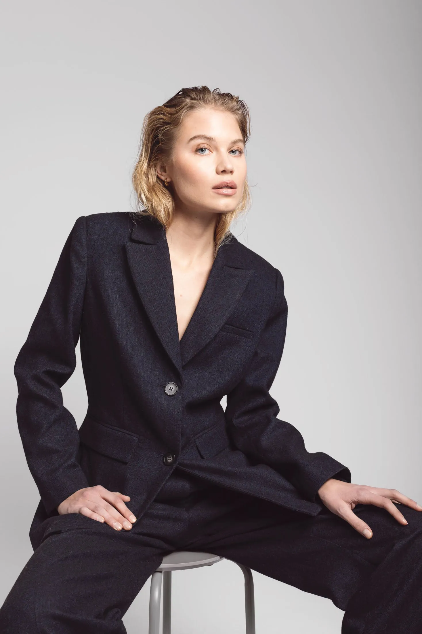 Andrea Blazer - Navy Herringbone