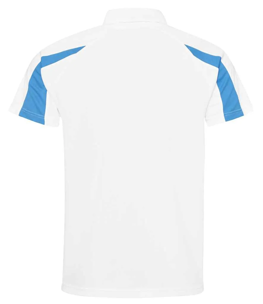 AWDis Cool Contrast Polo Shirt | Arctic White/Sapphire Blue
