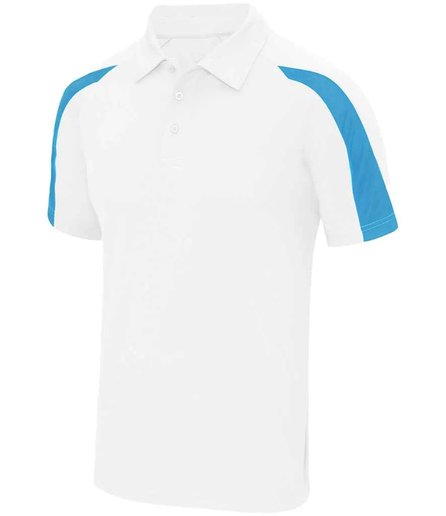 AWDis Cool Contrast Polo Shirt | Arctic White/Sapphire Blue