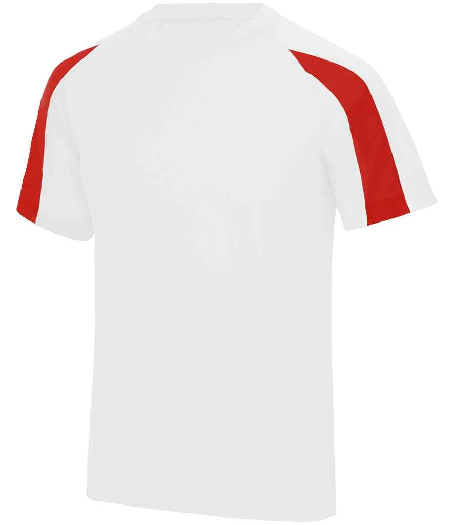 AWDis Cool Contrast Wicking T-Shirt | Arctic White/Fire Red
