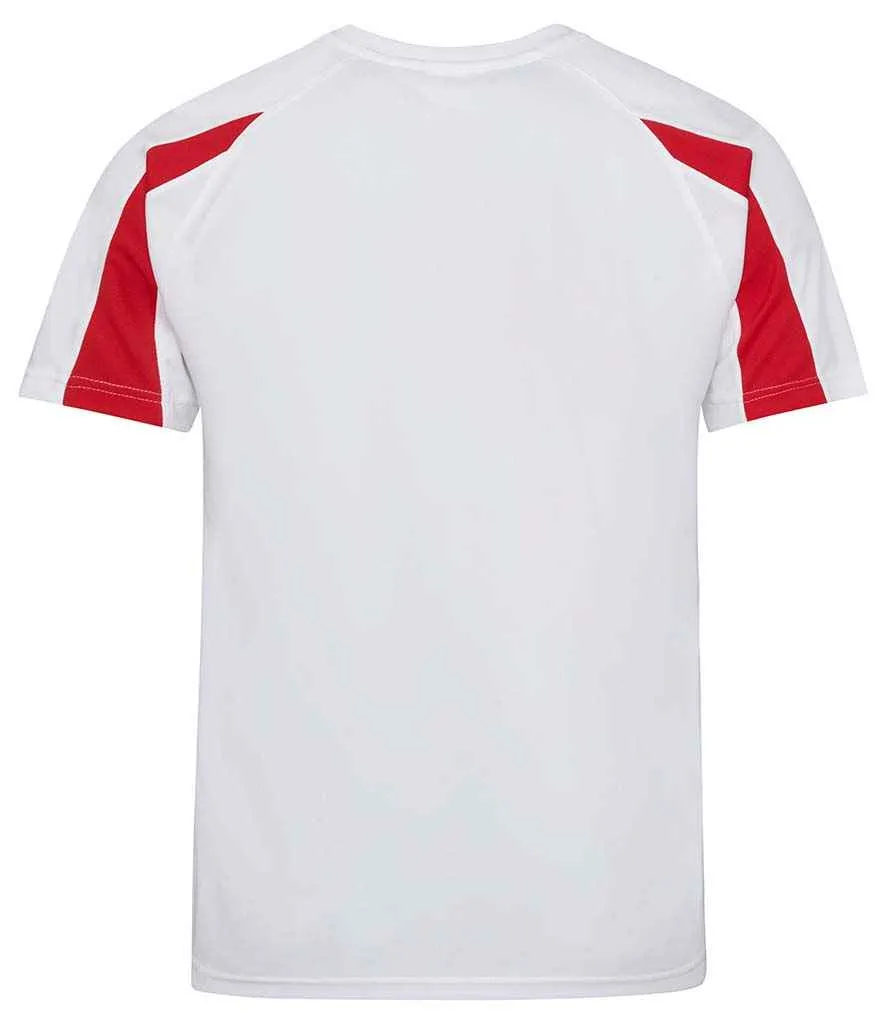 AWDis Cool Contrast Wicking T-Shirt | Arctic White/Fire Red