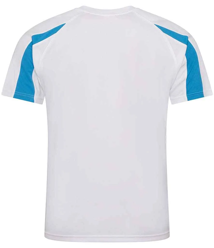 AWDis Cool Contrast Wicking T-Shirt | Arctic White/Sapphire Blue