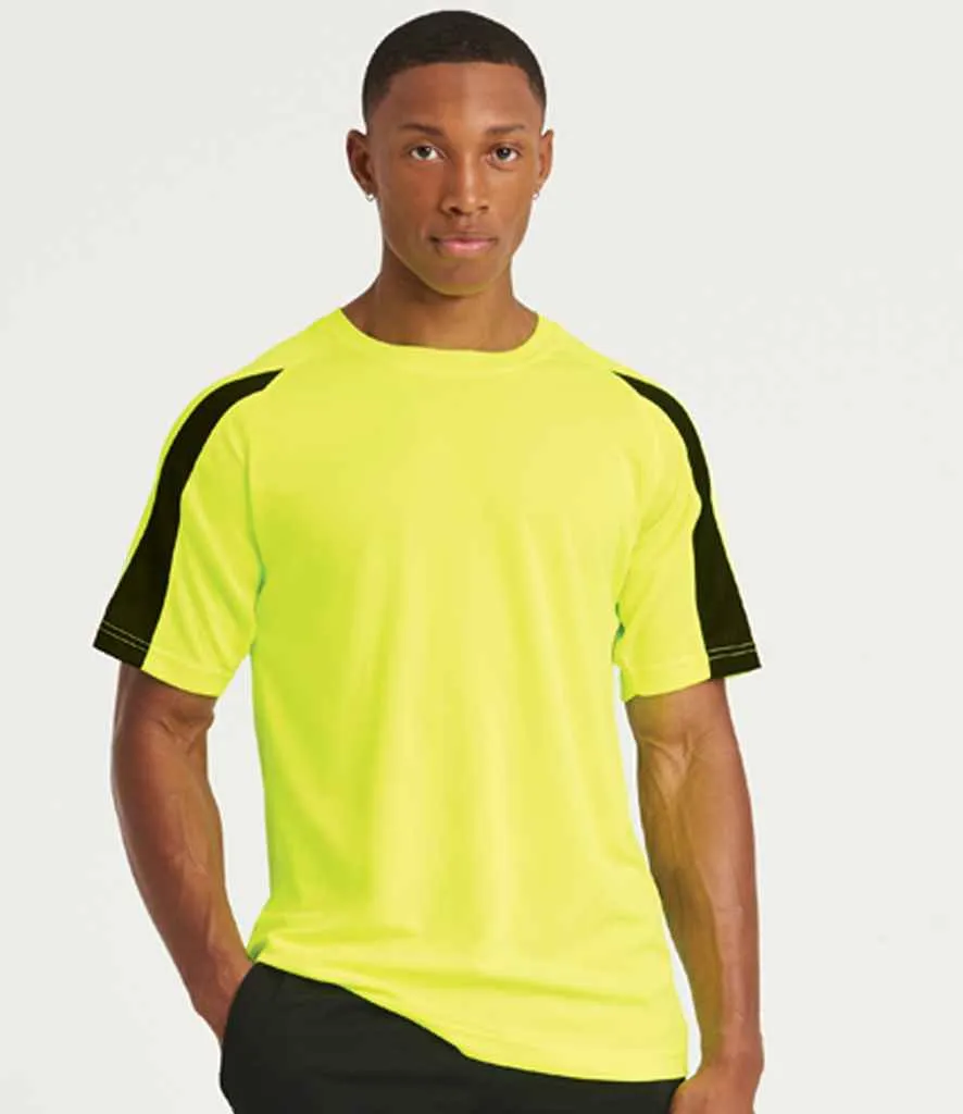 AWDis Cool Contrast Wicking T-Shirt | Electric Yellow/Jet Black