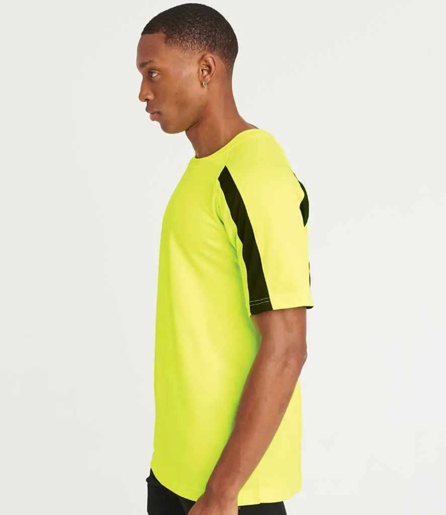 AWDis Cool Contrast Wicking T-Shirt | Electric Yellow/Jet Black