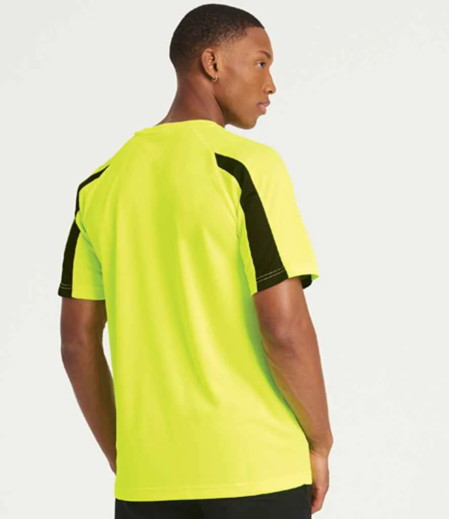 AWDis Cool Contrast Wicking T-Shirt | Electric Yellow/Jet Black