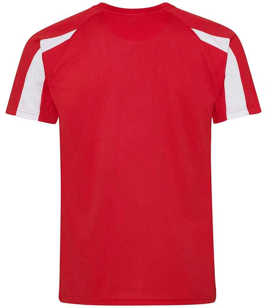 AWDis Cool Contrast Wicking T-Shirt | Fire Red/Arctic White