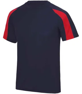 AWDis Cool Contrast Wicking T-Shirt | French Navy/Fire Red