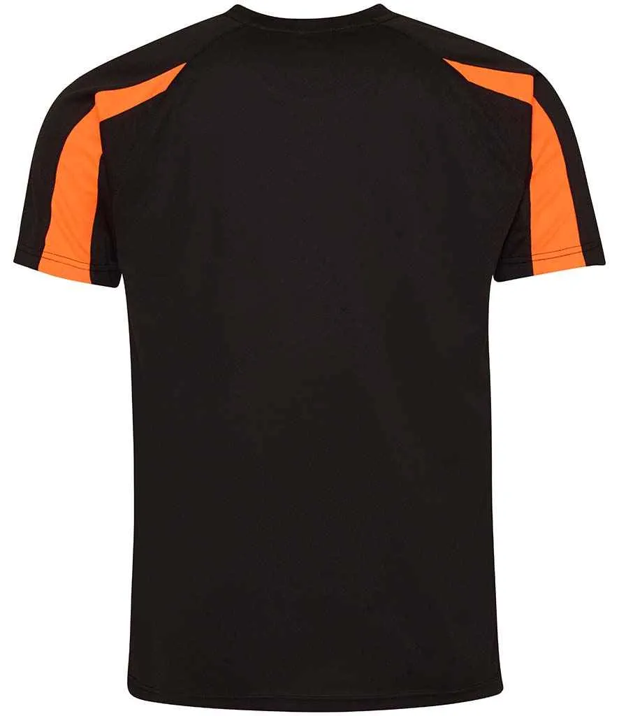 AWDis Cool Contrast Wicking T-Shirt | Jet Black/Electric Orange