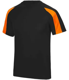AWDis Cool Contrast Wicking T-Shirt | Jet Black/Electric Orange