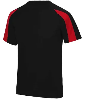 AWDis Cool Contrast Wicking T-Shirt | Jet Black/Fire Red