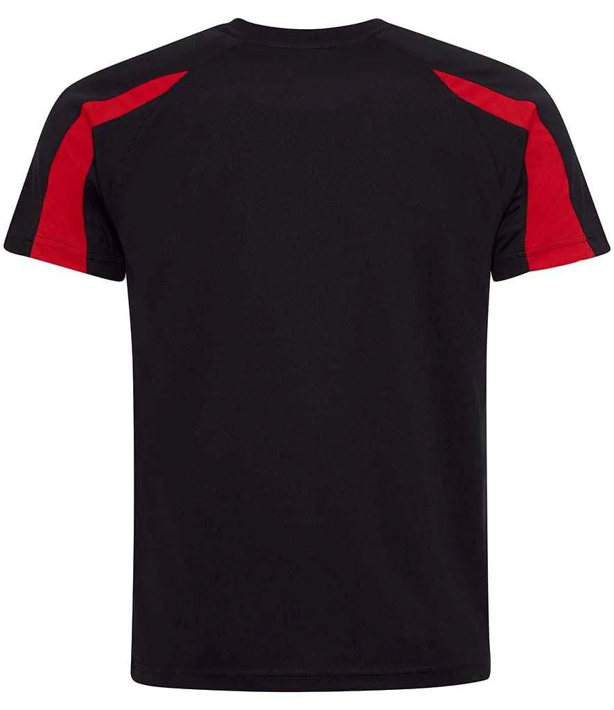 AWDis Cool Contrast Wicking T-Shirt | Jet Black/Fire Red