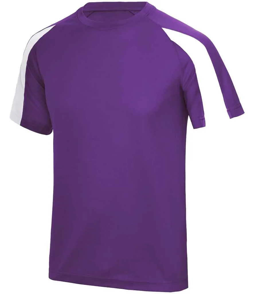AWDis Cool Contrast Wicking T-Shirt | Purple/Arctic White