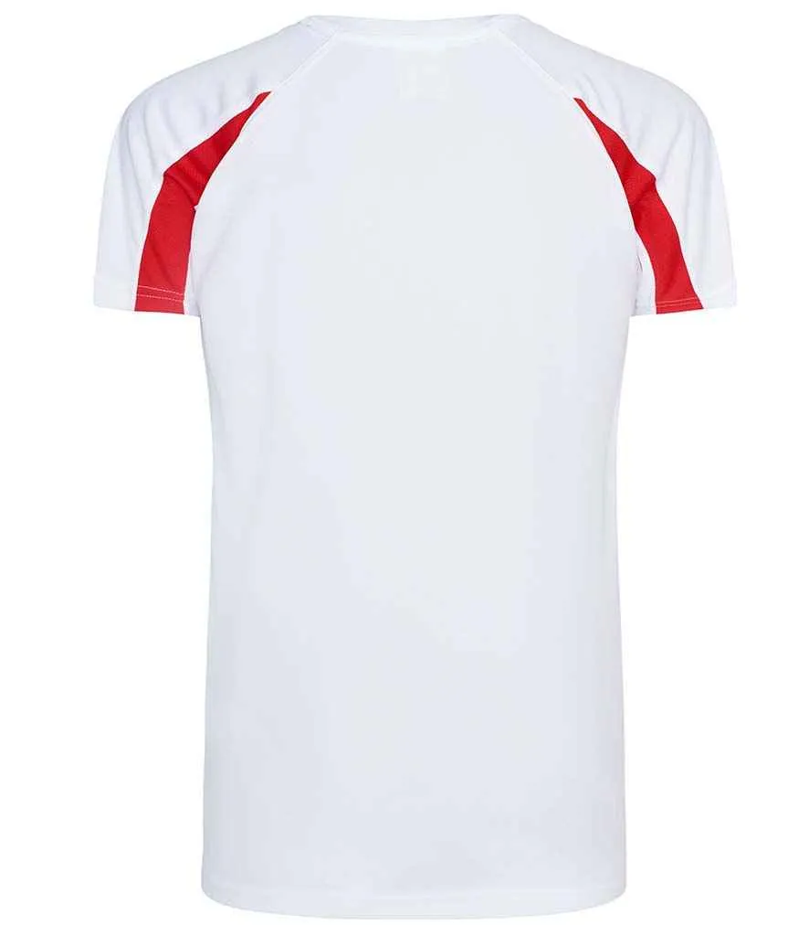 AWDis Kids Cool Contrast T-Shirt | Arctic White/Fire Red