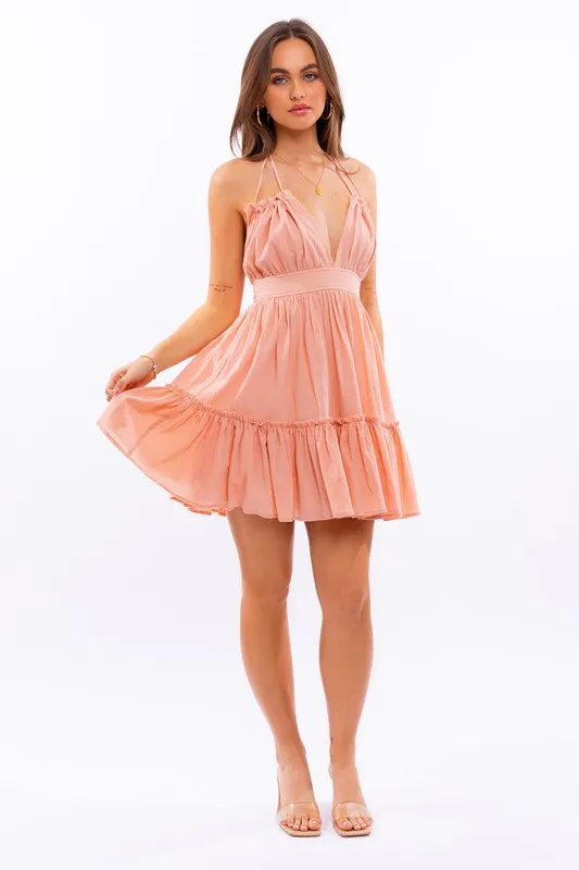 Babydoll Halter Mini Dress
