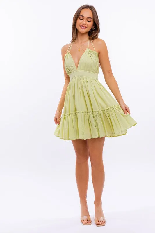 Babydoll Halter Mini Dress