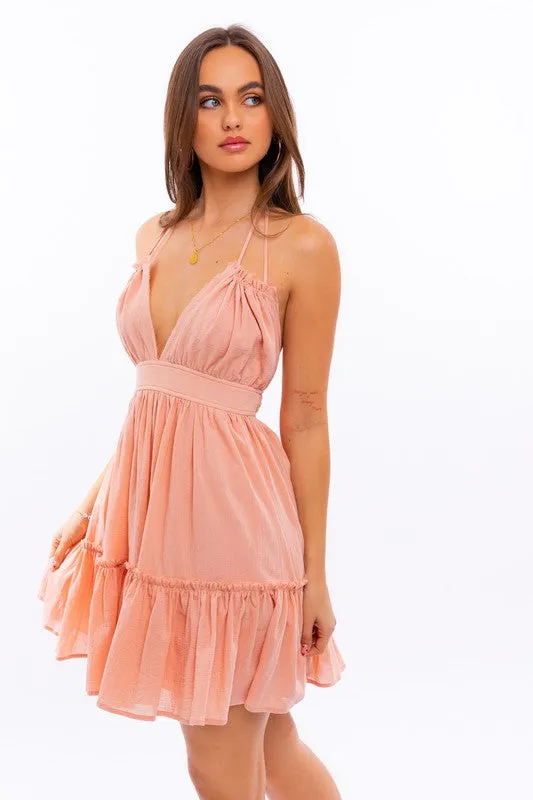 Babydoll Halter Mini Dress