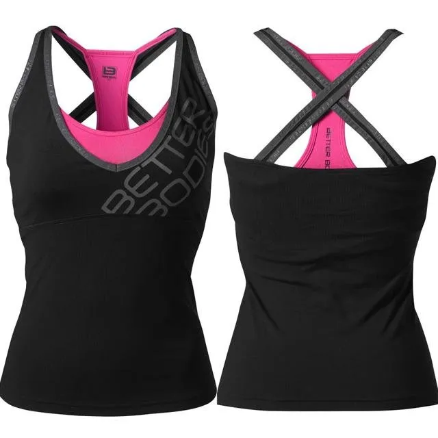 Better Bodies Support 2-Layer Top - Black-Pink