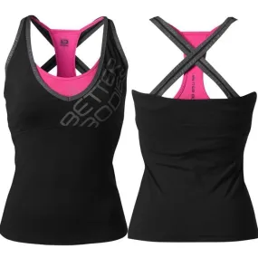 Better Bodies Support 2-Layer Top - Black-Pink