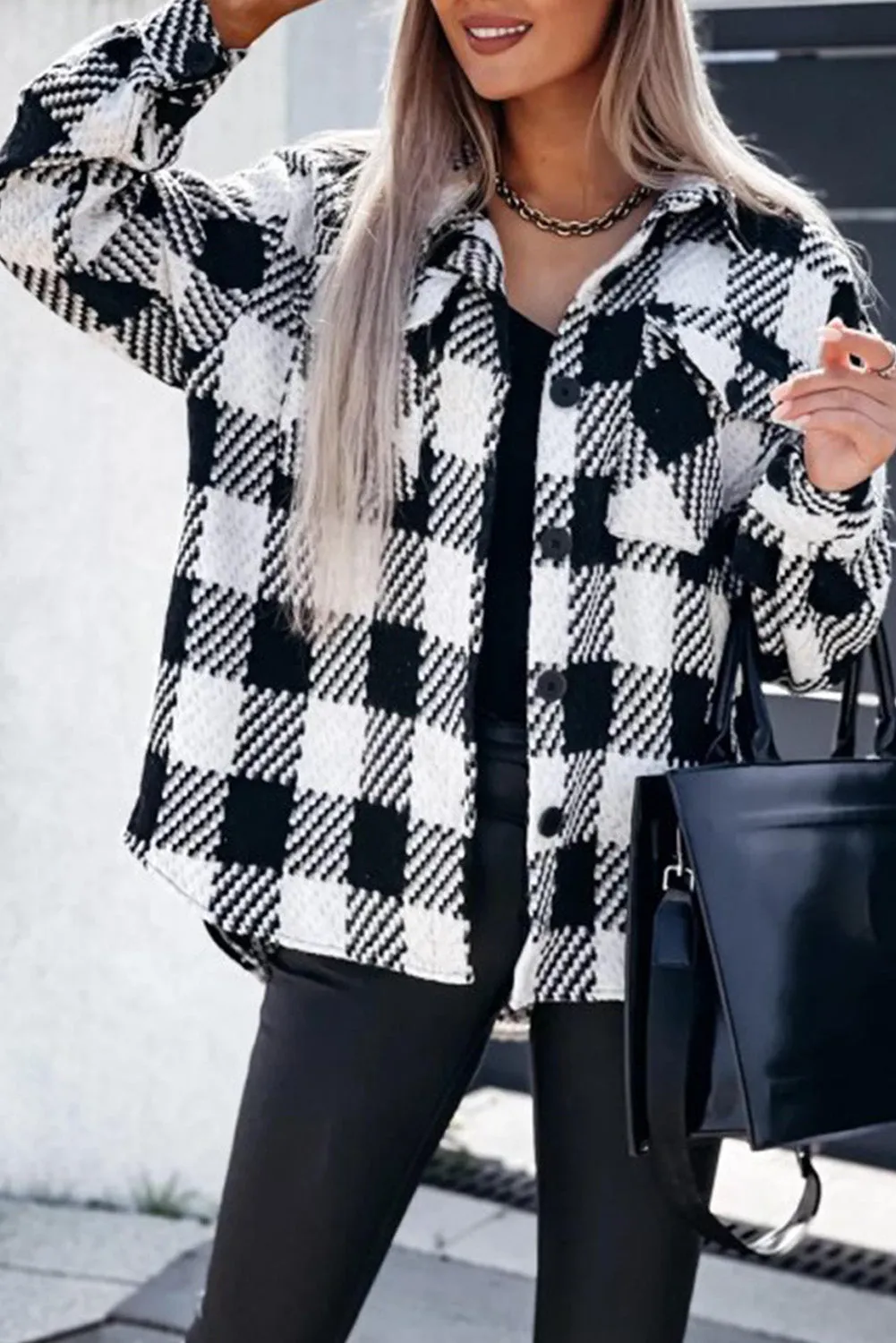 Black and White Plaid Jacket