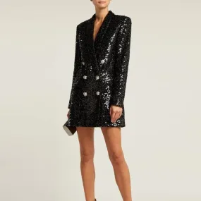 Black Sequin Blazer Mini Dress
