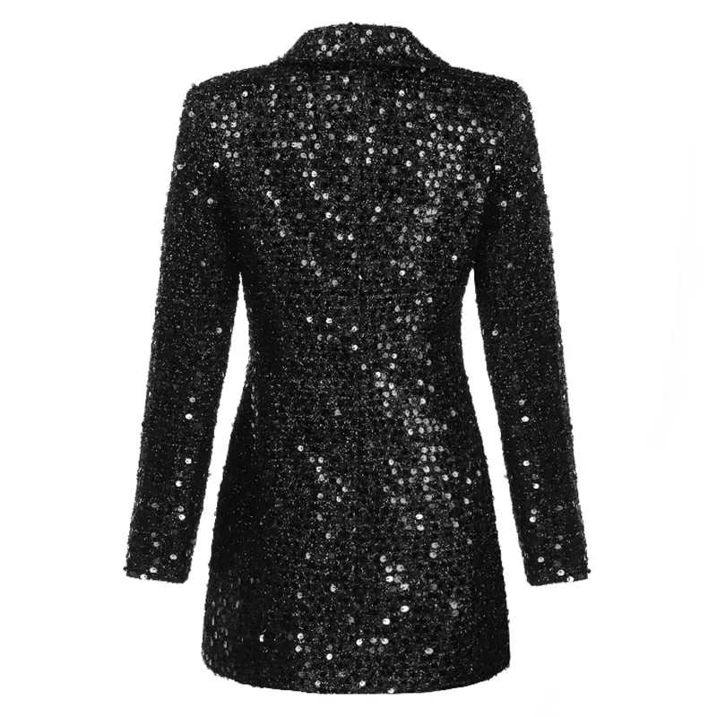 Black Sequin Blazer Mini Dress
