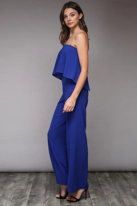 Black Strapless Jumpsuit with Three Band Back Straps