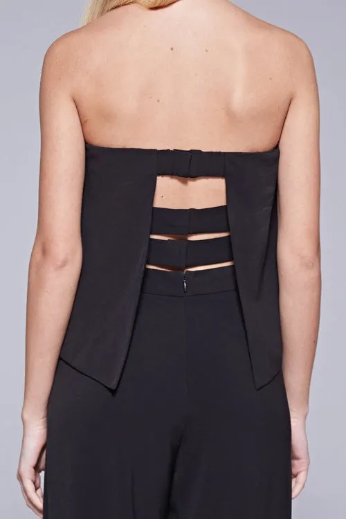 Black Strapless Jumpsuit with Three Band Back Straps