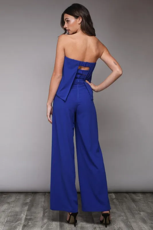 Black Strapless Jumpsuit with Three Band Back Straps