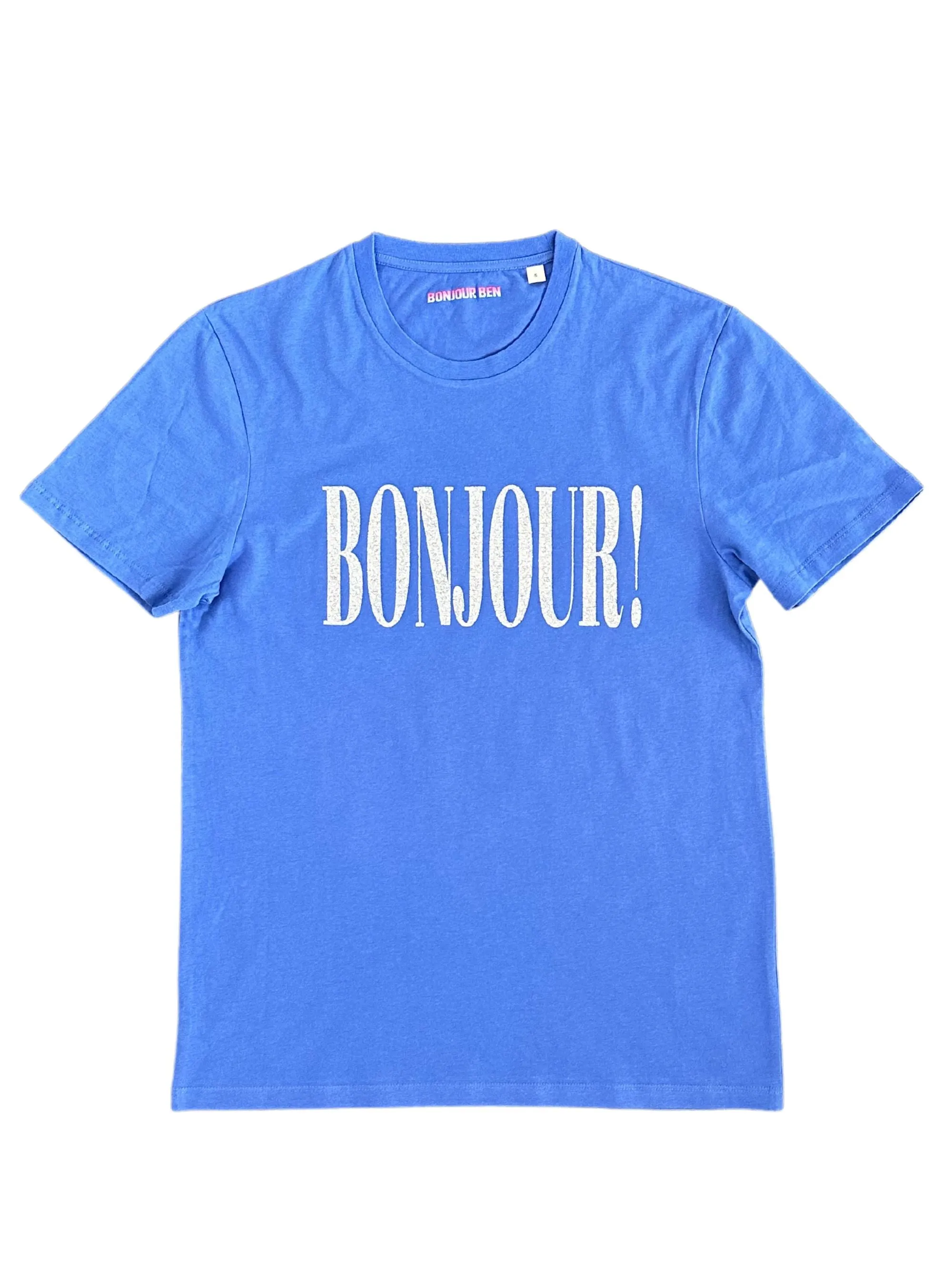 Bonjour! T-Shirt -Enzianblau / Silber Glitzer