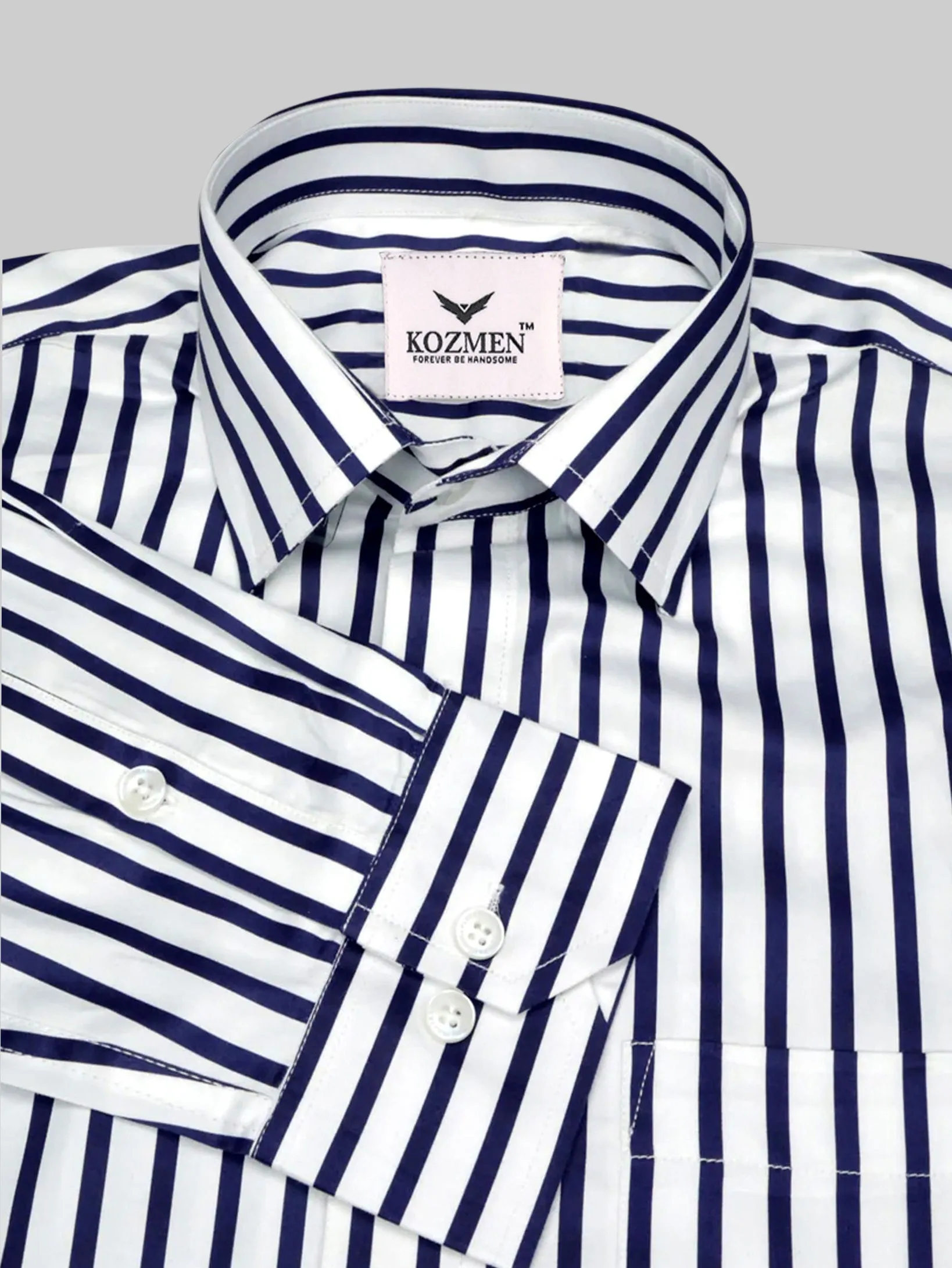 Burst Blue with white soft cotton Premiuim stripe shirt