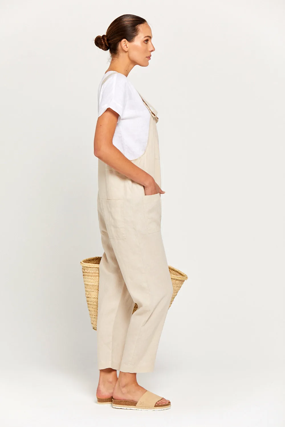 BY RIDLEY Womens Ezra Linen Jumpsuit - Ecru