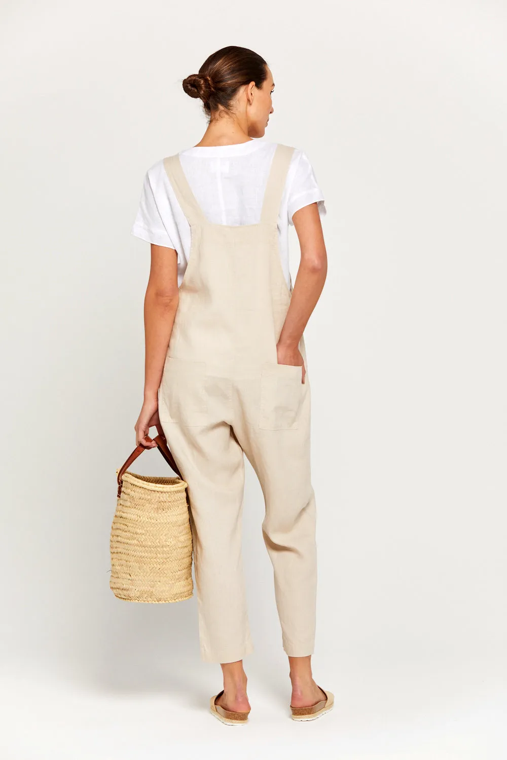 BY RIDLEY Womens Ezra Linen Jumpsuit - Ecru