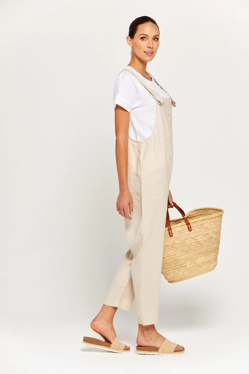 BY RIDLEY Womens Ezra Linen Jumpsuit - Ecru