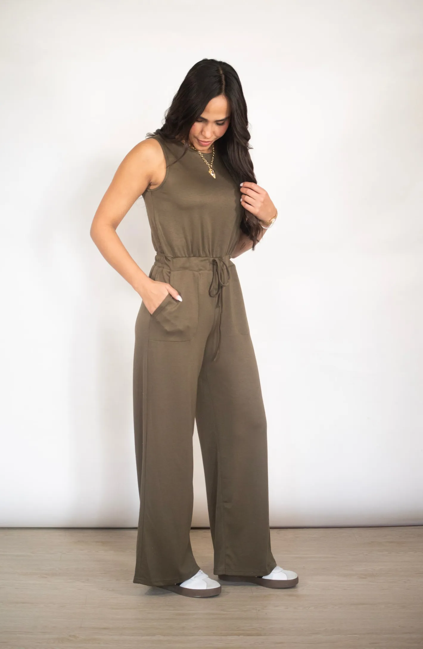 Catch You Later Olive Green Jumpsuit