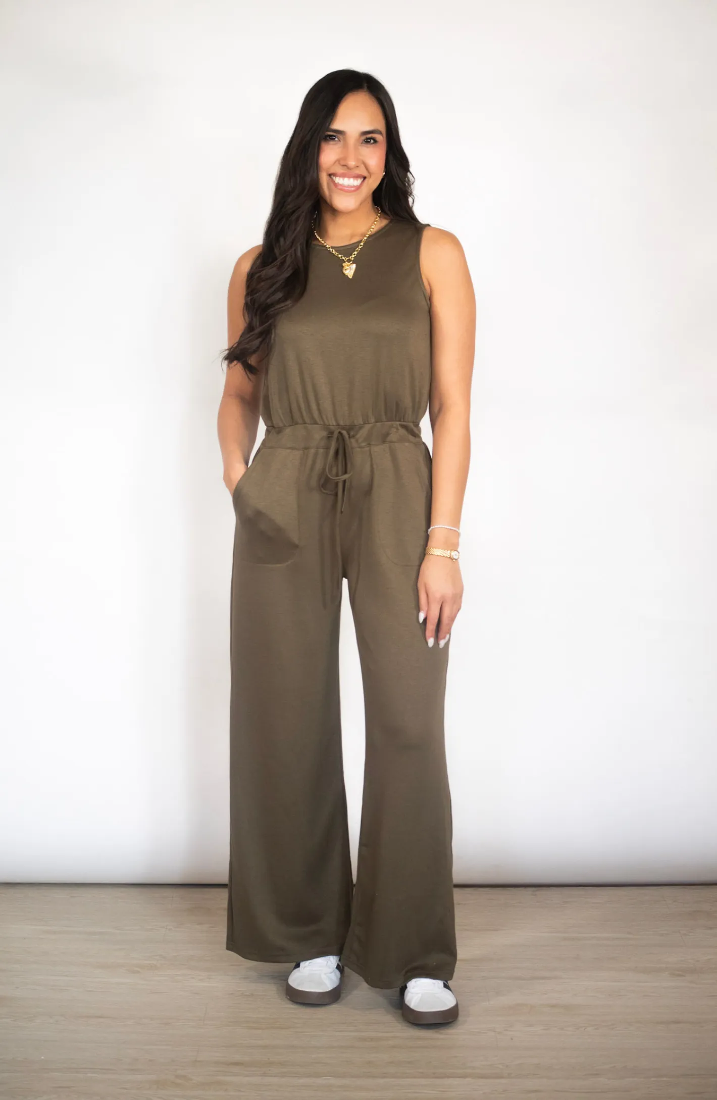 Catch You Later Olive Green Jumpsuit