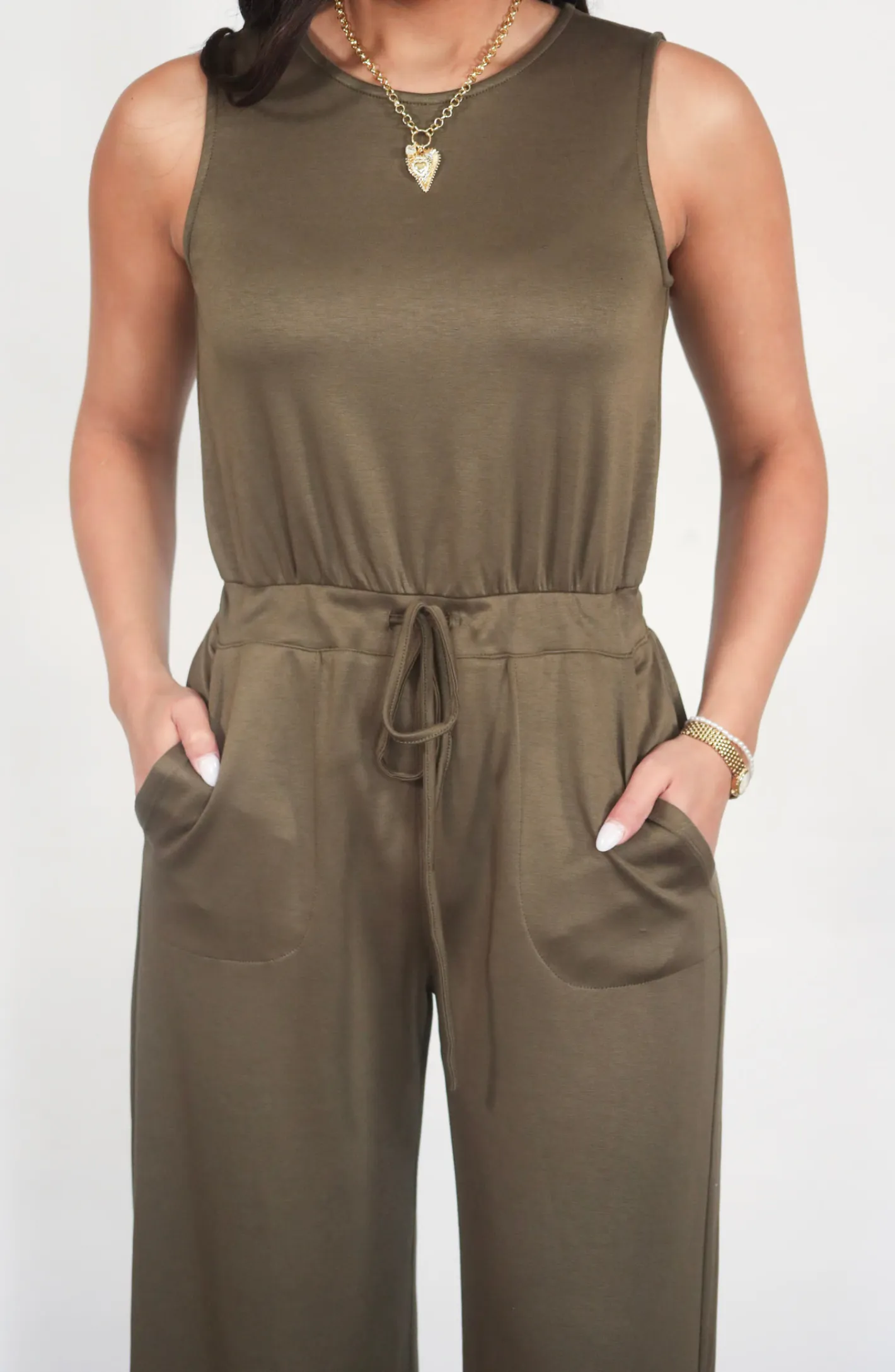 Catch You Later Olive Green Jumpsuit