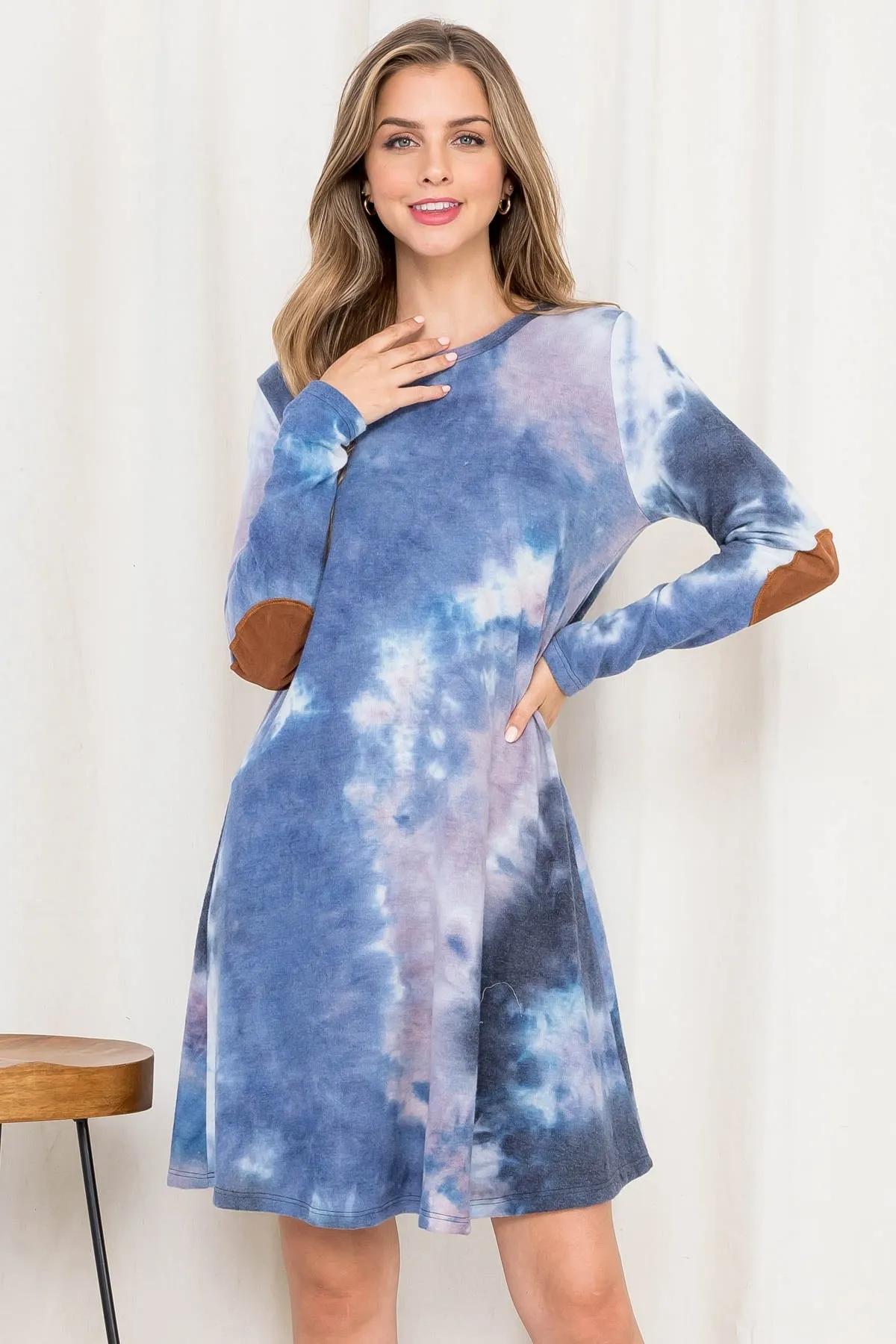 CHARCOAL BLUE TIE DYE DRESS