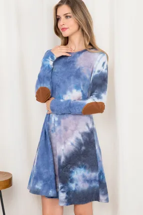 CHARCOAL BLUE TIE DYE DRESS