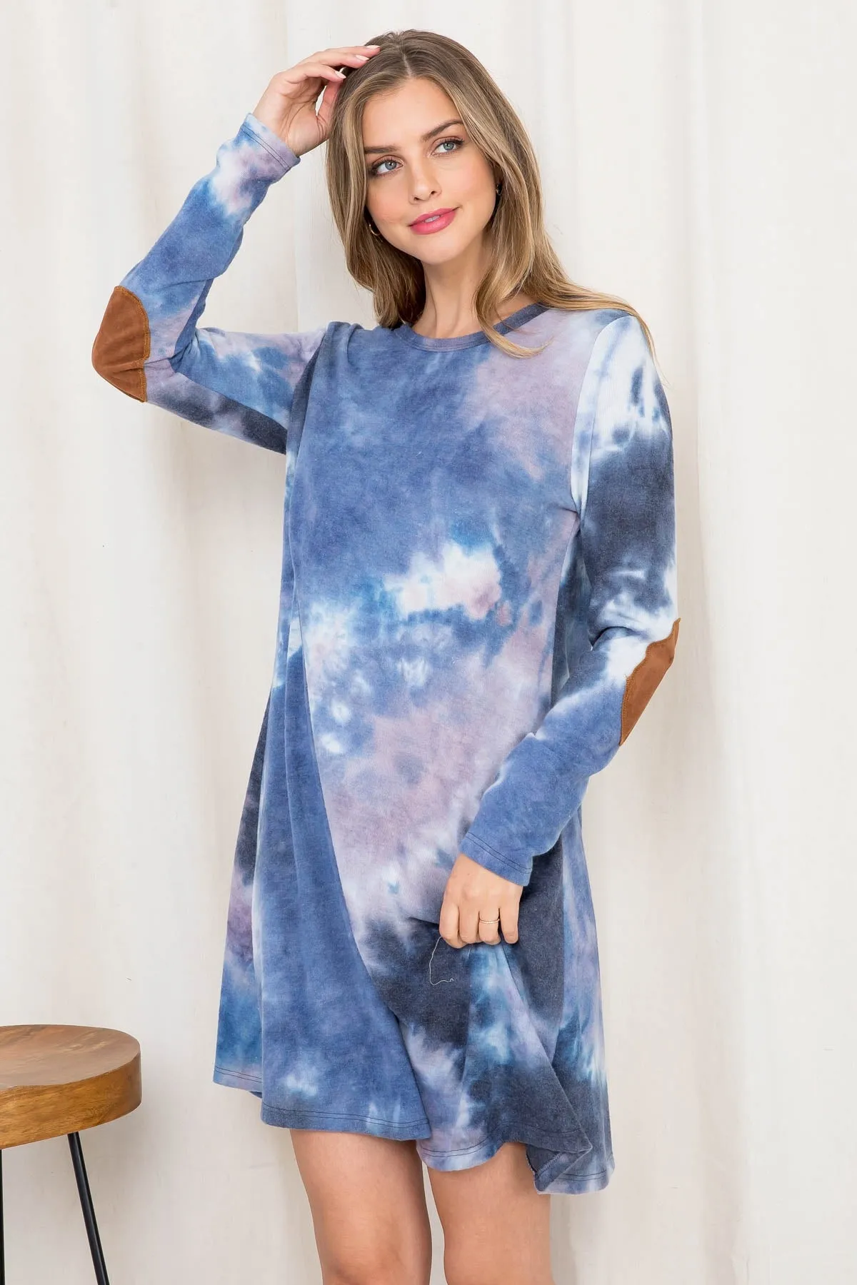 CHARCOAL BLUE TIE DYE DRESS